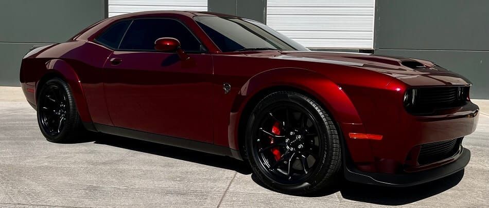 Full Service On Red 2018 Dodge Challenger SRT Hellcat At Our Auto Detail Shop