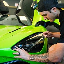 Applying XPEL Paint Protection Film (Clear Bra) On Lime Green Sports Car