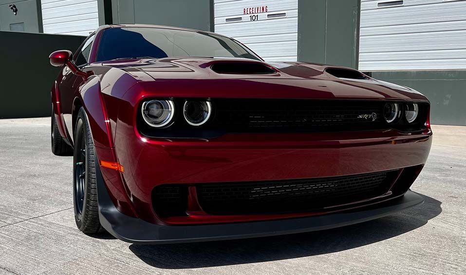 Detailing Experts Working With Dodge Hellcat On Our Auto Detailing Center