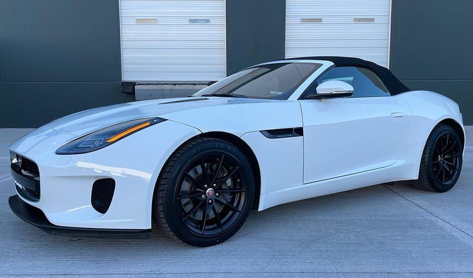 White Convertible Jaguar F-Type At Our Auto Detailing Shop