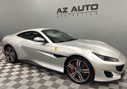 Gray Ferrari Portofino At Our Specialized Auto Detail Shop In Arizona