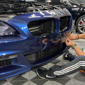 XPEL PPF Installation On Blue Car To Prevent Paint Scratches