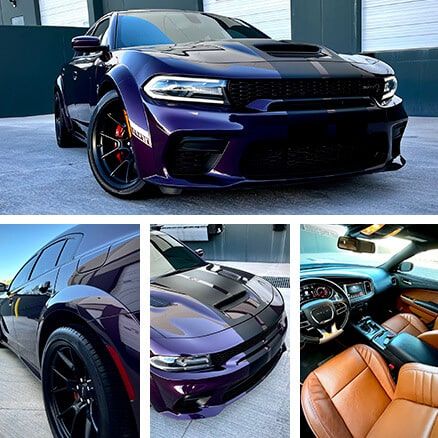 Recent Detailing Service On A Dark Purple Dodge Challenger