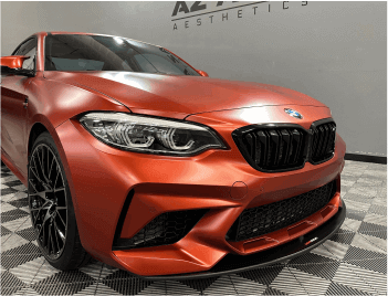 Colored Paint Protection Film with a Satin Finish on a 2019 BMW M2